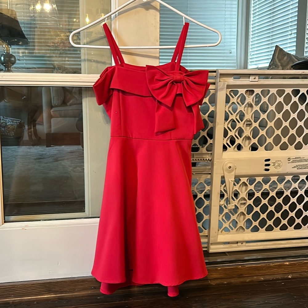 Kids size 8 red bow dress